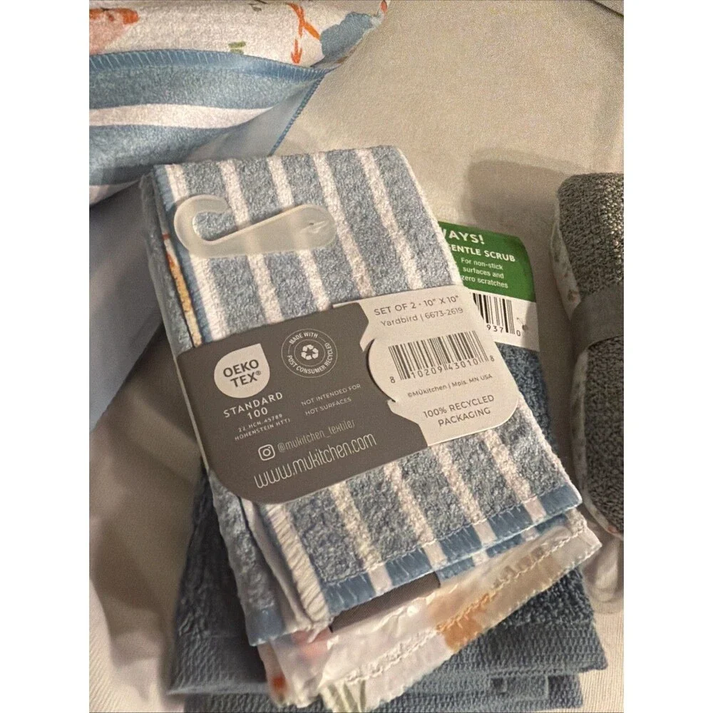 Vibe By MUkitchen 4 Pc Set Rooster Tea Towel Scrubbys Cloths Recycled Materials